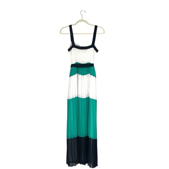 Banana Republic Milly Collection color block maxi dress green blue Sz 2 feminine - Picture 4 of 12